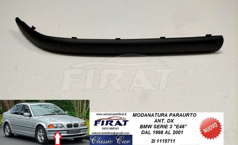 MODANATURA PARAURTO BMW SERIE 3 E46 98 - 01 ANT.DX